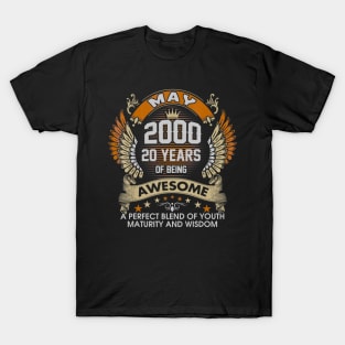 Born In MAY 2000 20 Years Of Being Awesome Birthday T-Shirt